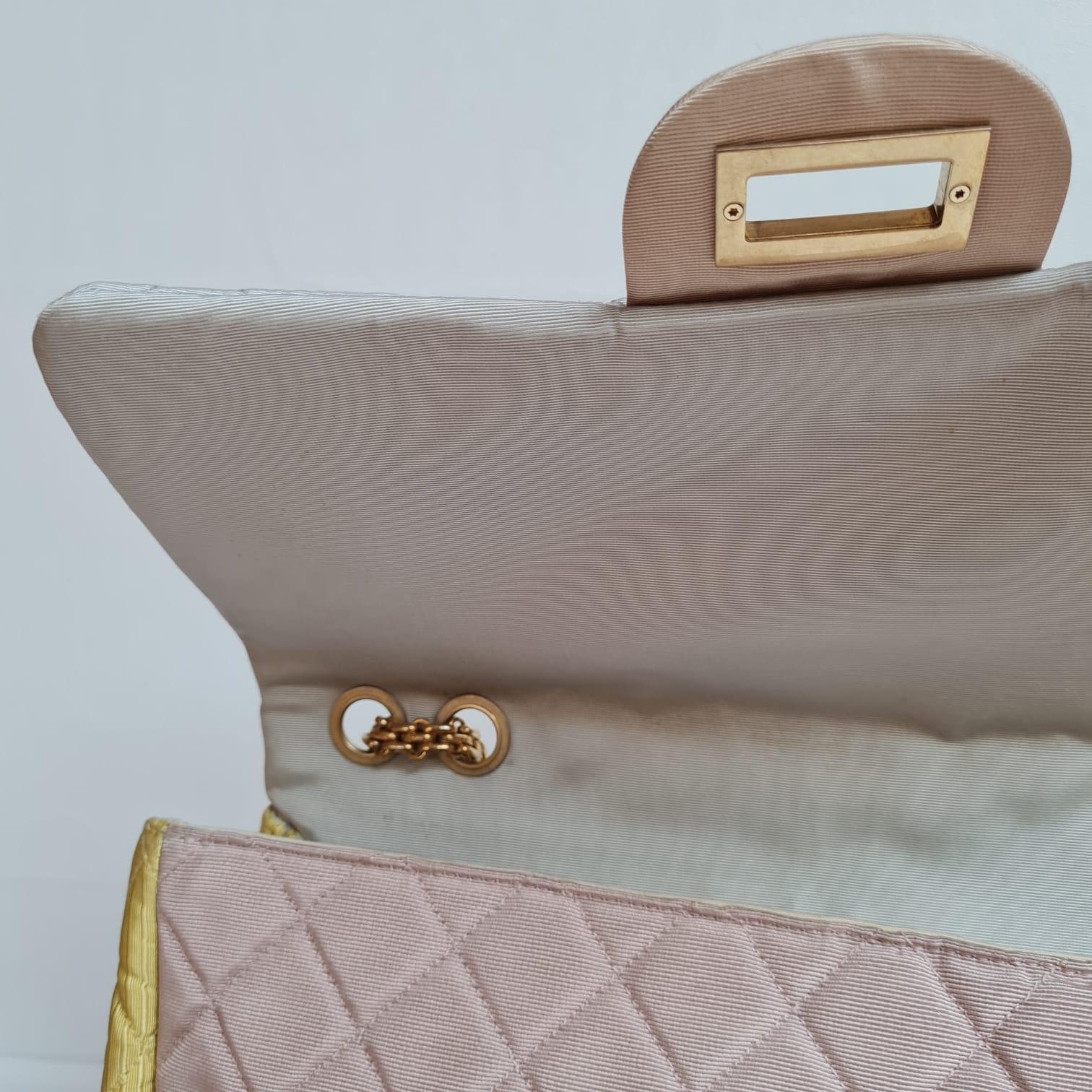 Chanel Pastel Tricolor 2.55 Canvas Quilted 227 Reissue Flap Bag For Sale 6