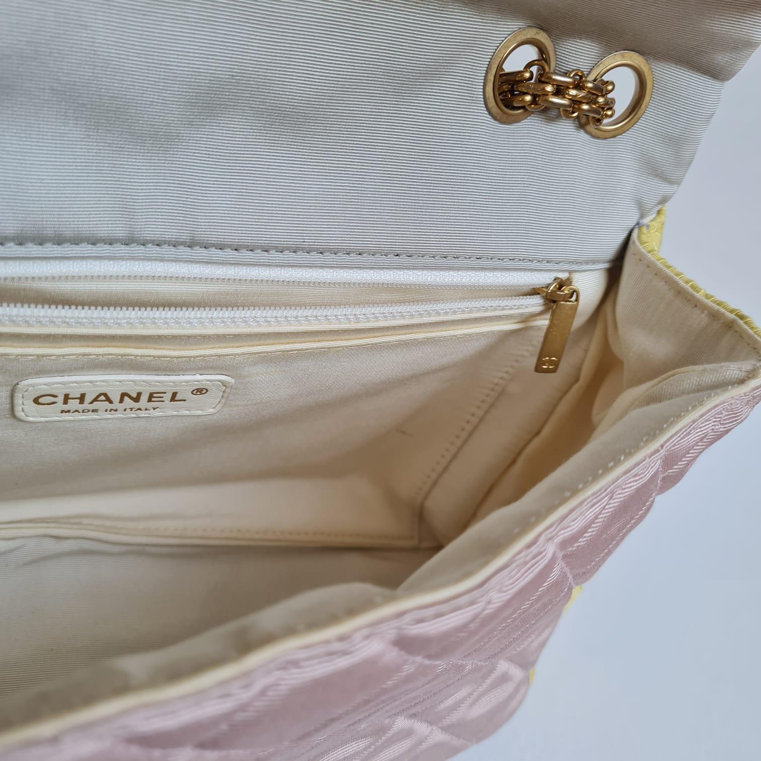 Chanel Pastel Tricolor 2.55 Canvas Quilted 227 Reissue Flap Bag For Sale 7