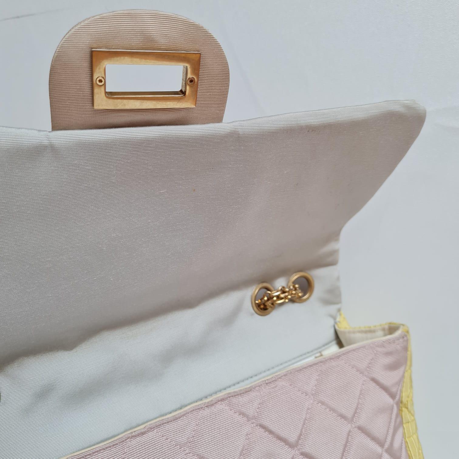 Chanel Pastel Tricolor 2.55 Canvas Quilted 227 Reissue Flap Bag For Sale 12