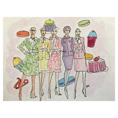 Chanel Pastels,  Fashion Watercolor painting on Paper