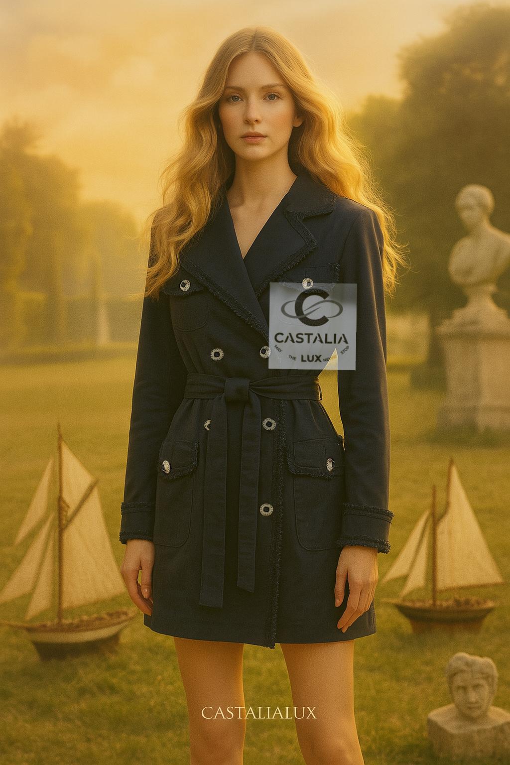 Chanel Trench noir Pastoral avec boutons CC Gripoix 34 FR en vente 2