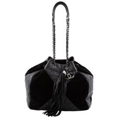 Chanel Patchwork Drawstring Bag Quilted Leather and Suede Large