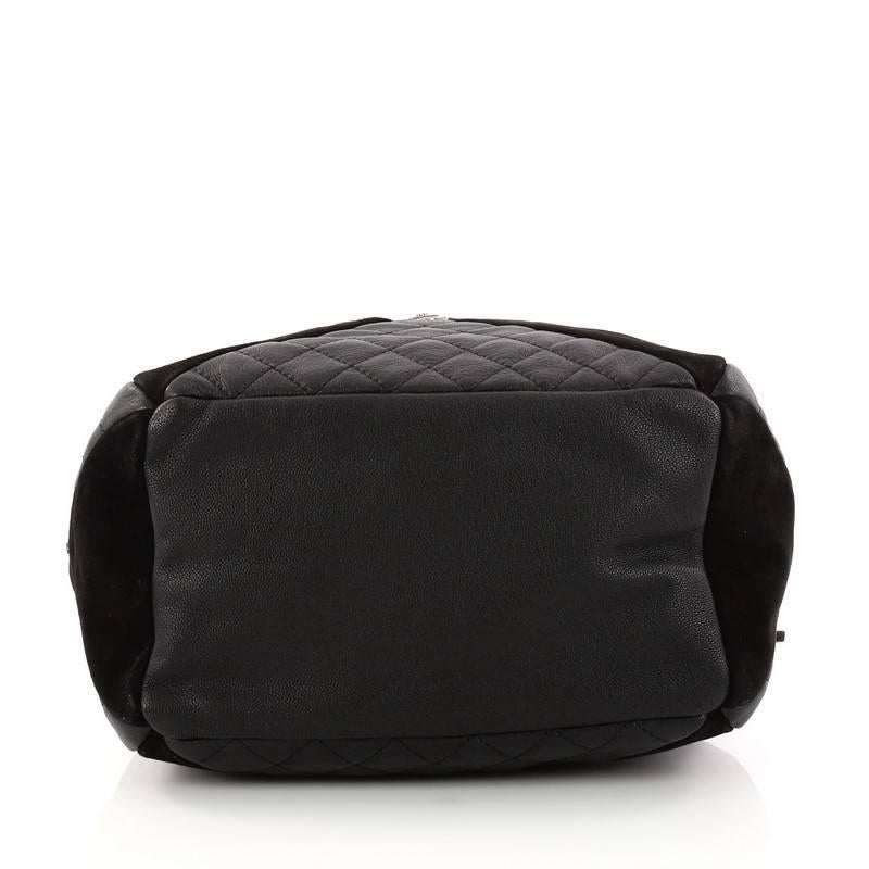Women's Chanel Patchwork Drawstring Bag Quilted Leather and Suede Medium