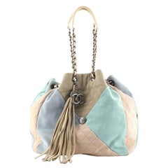 Chanel Patchwork Kordelzug Tasche gesteppt Wildleder klein