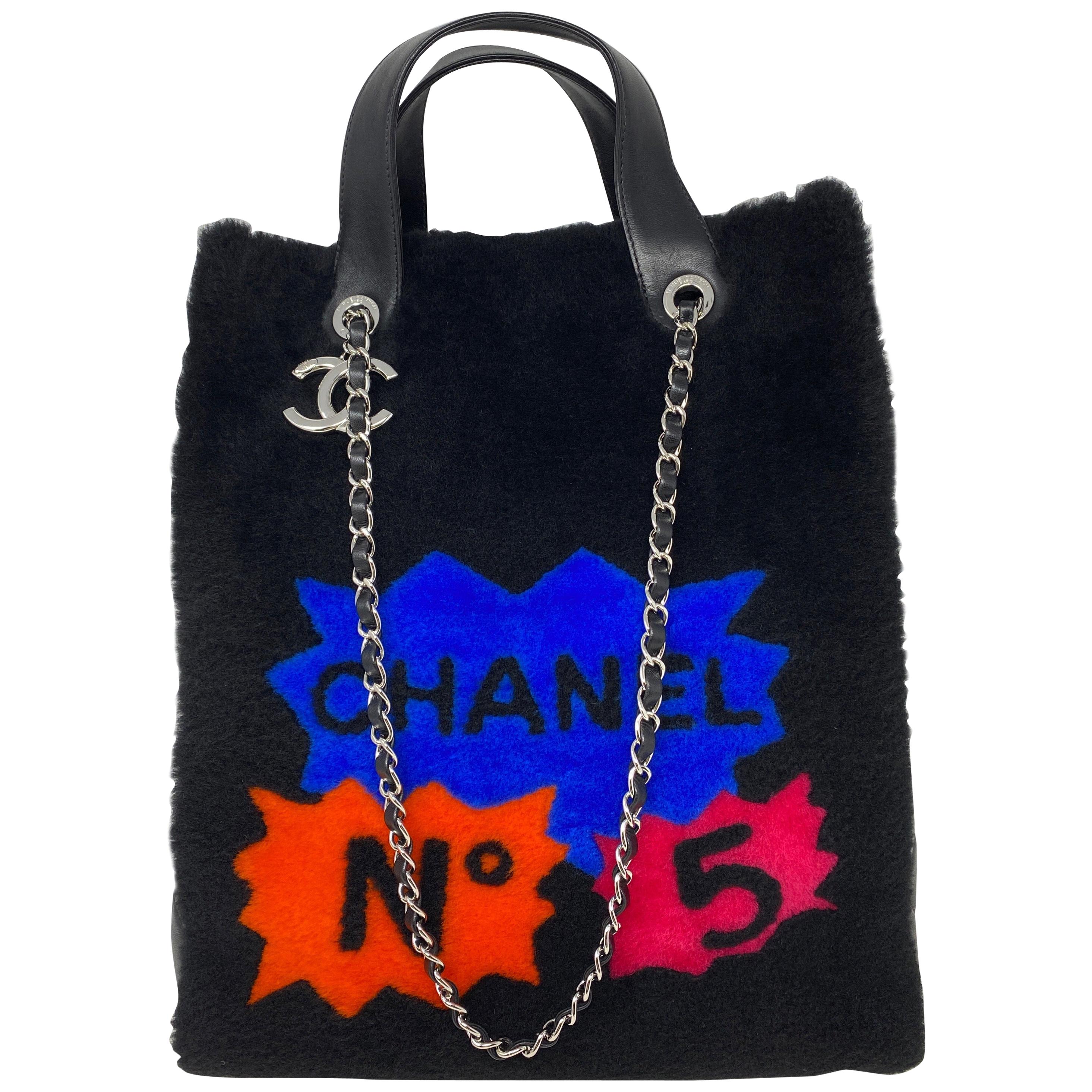 Chanel Patchwork Shearling Large Shopping Tote at 1stDibs
