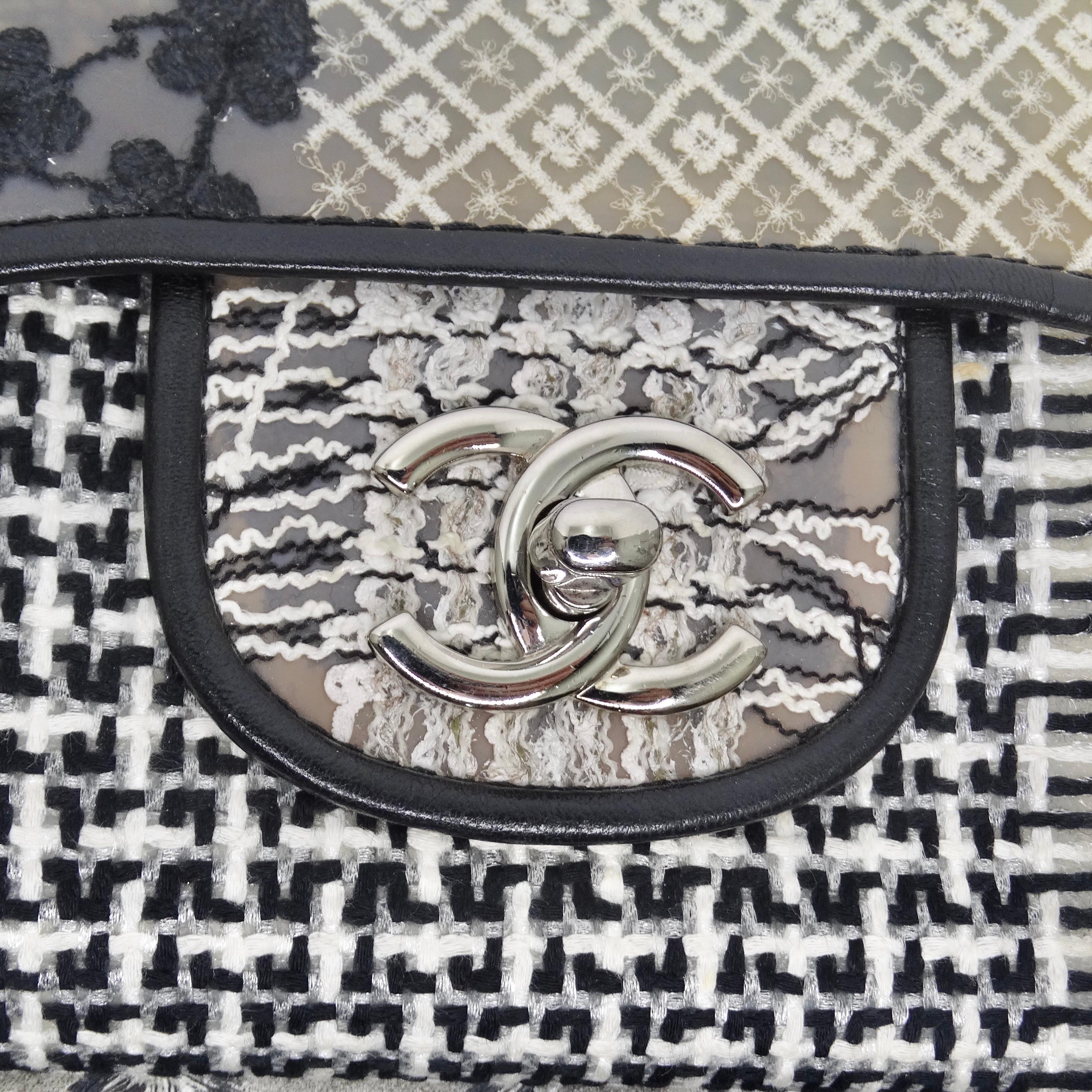 Chanel Patchwork Tweed PVC Classic Single Flap Handbag 2