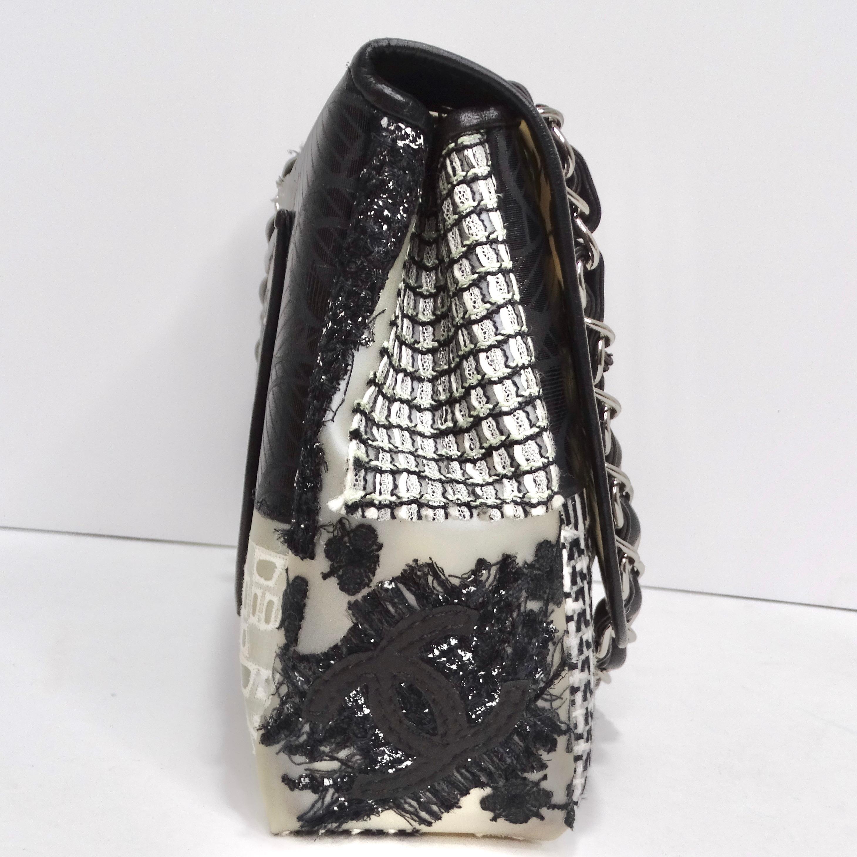 Chanel Patchwork Tweed PVC Classic Single Flap Handbag 3