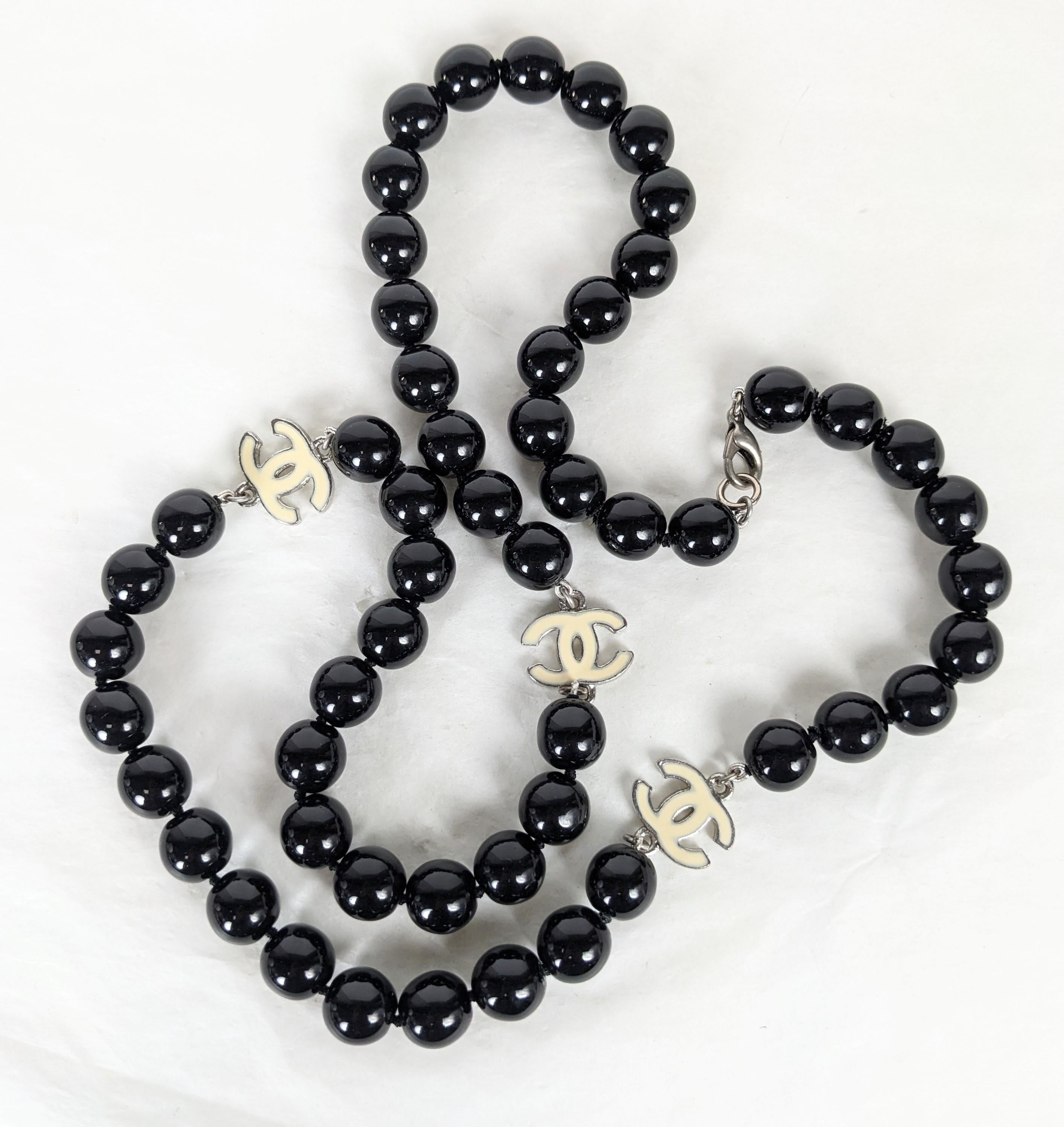 Women's or Men's Chanel Pate de Verre Jet Bead Logo Beads