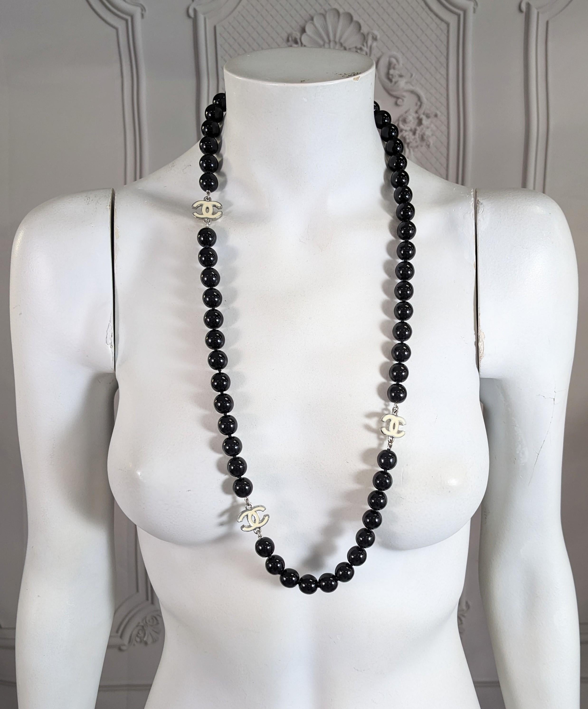 Chanel Pate de Verre Jet Bead Logo Beads 2