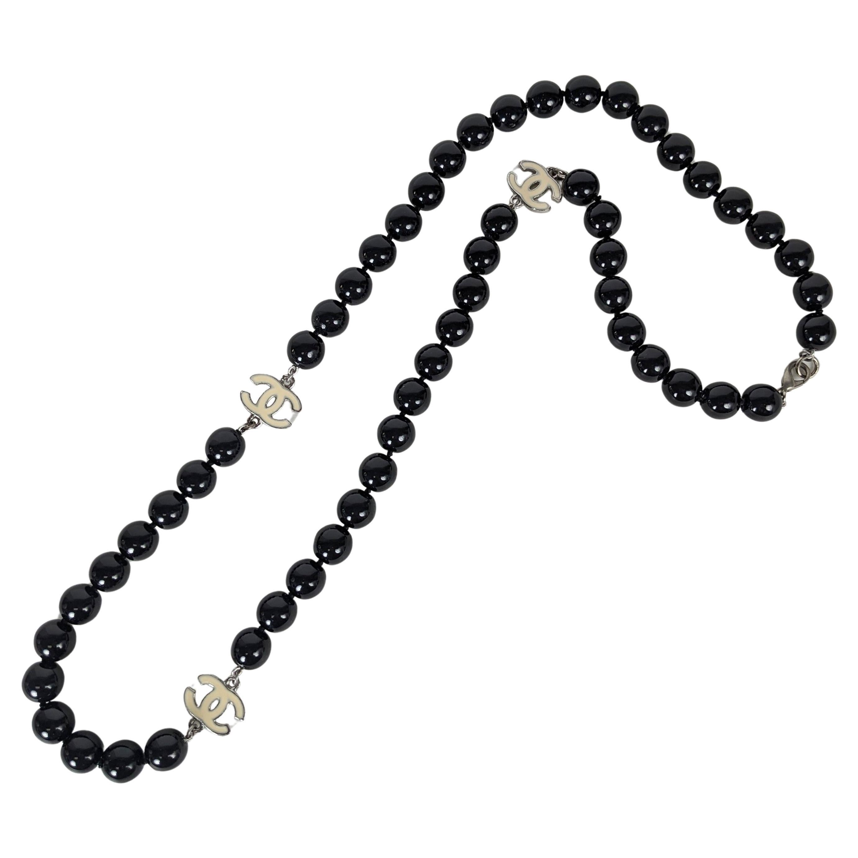 Chanel Pate de Verre Jet Bead Logo Beads For Sale