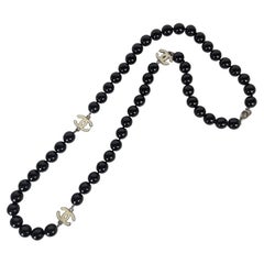 Chanel Pate de Verre Jet Bead Logo Beads