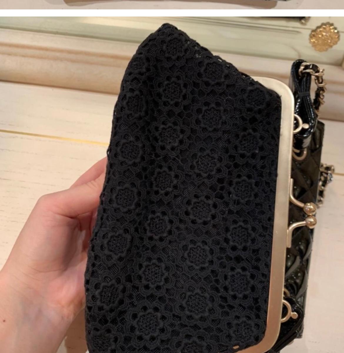 Chanel Patent and Lace twin chain shoulder black bag For Sale 2