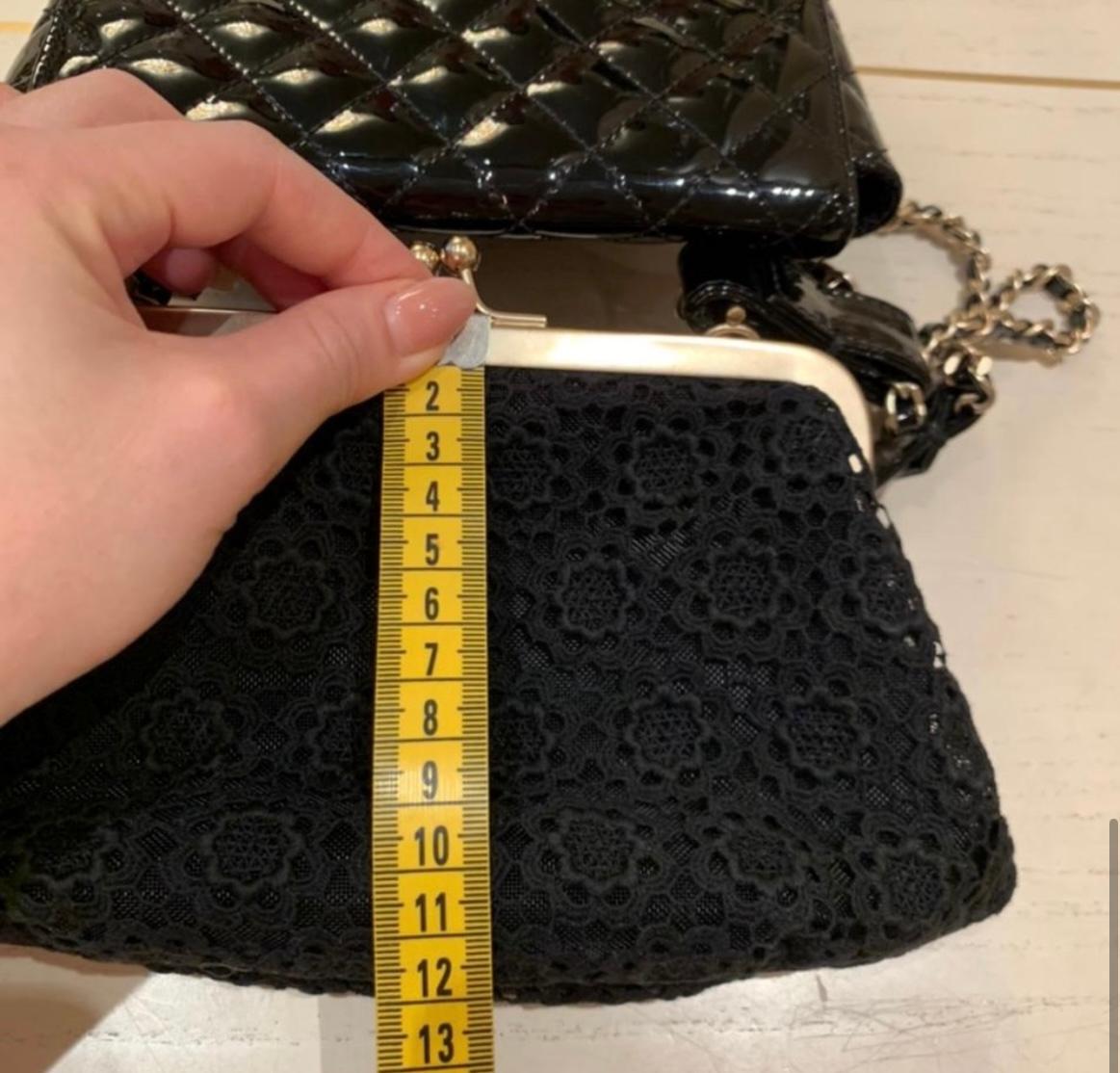 Chanel Patent and Lace twin chain shoulder black bag For Sale 3