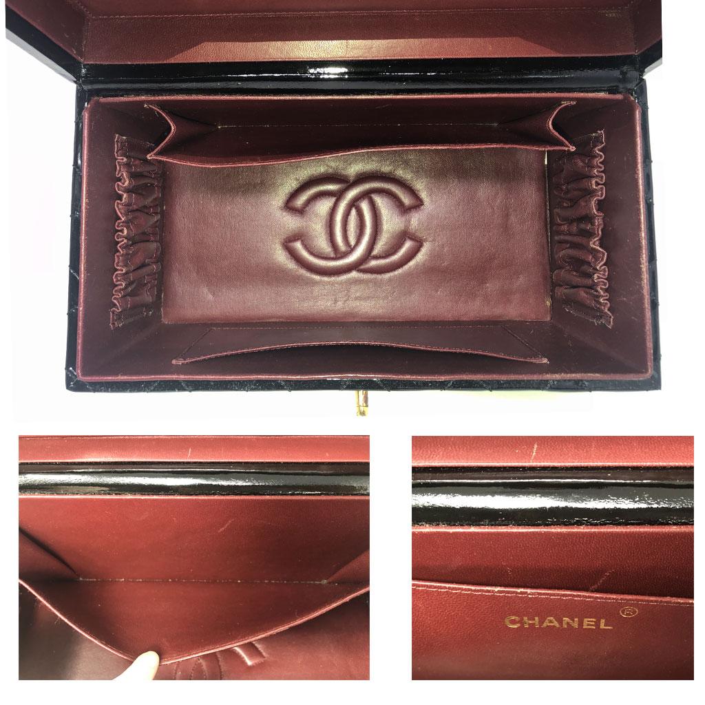Chanel Patent Black Gold Hardware Beauty Train Case 4