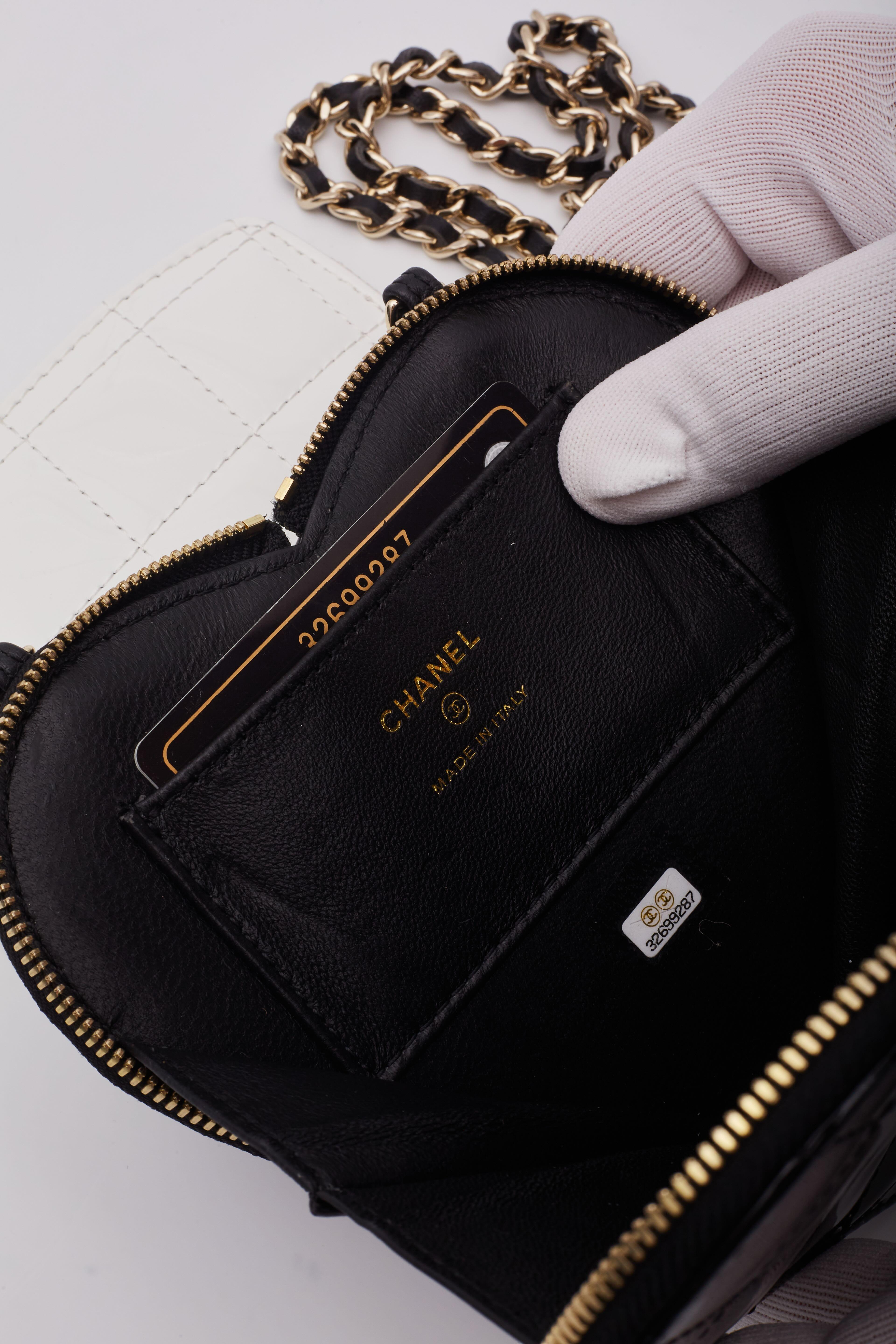 Chanel Patent Black White Double Heart Shoulder Bags For Sale 6