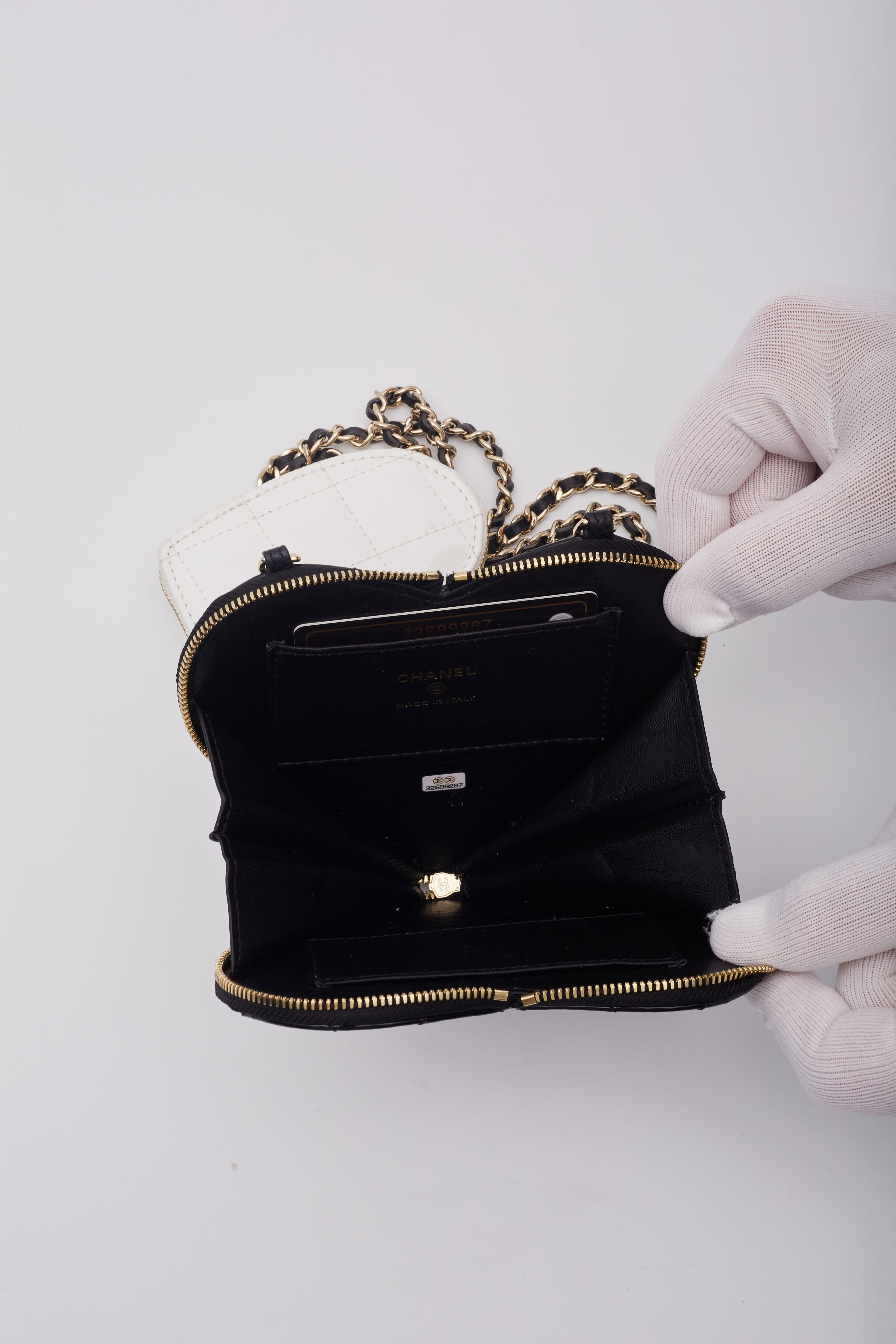 Chanel Patent Black White Double Heart Shoulder Bags For Sale 5