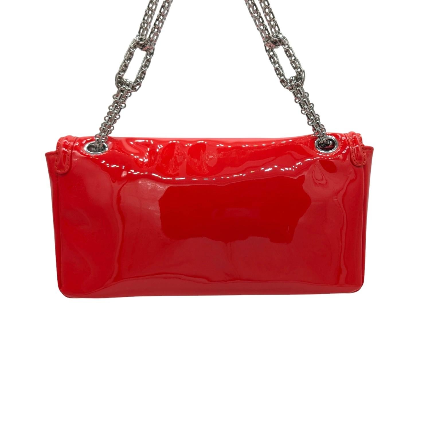 Red Chanel Patent Calfskin Mademoiselle Bijoux Chain Flap Bag For Sale