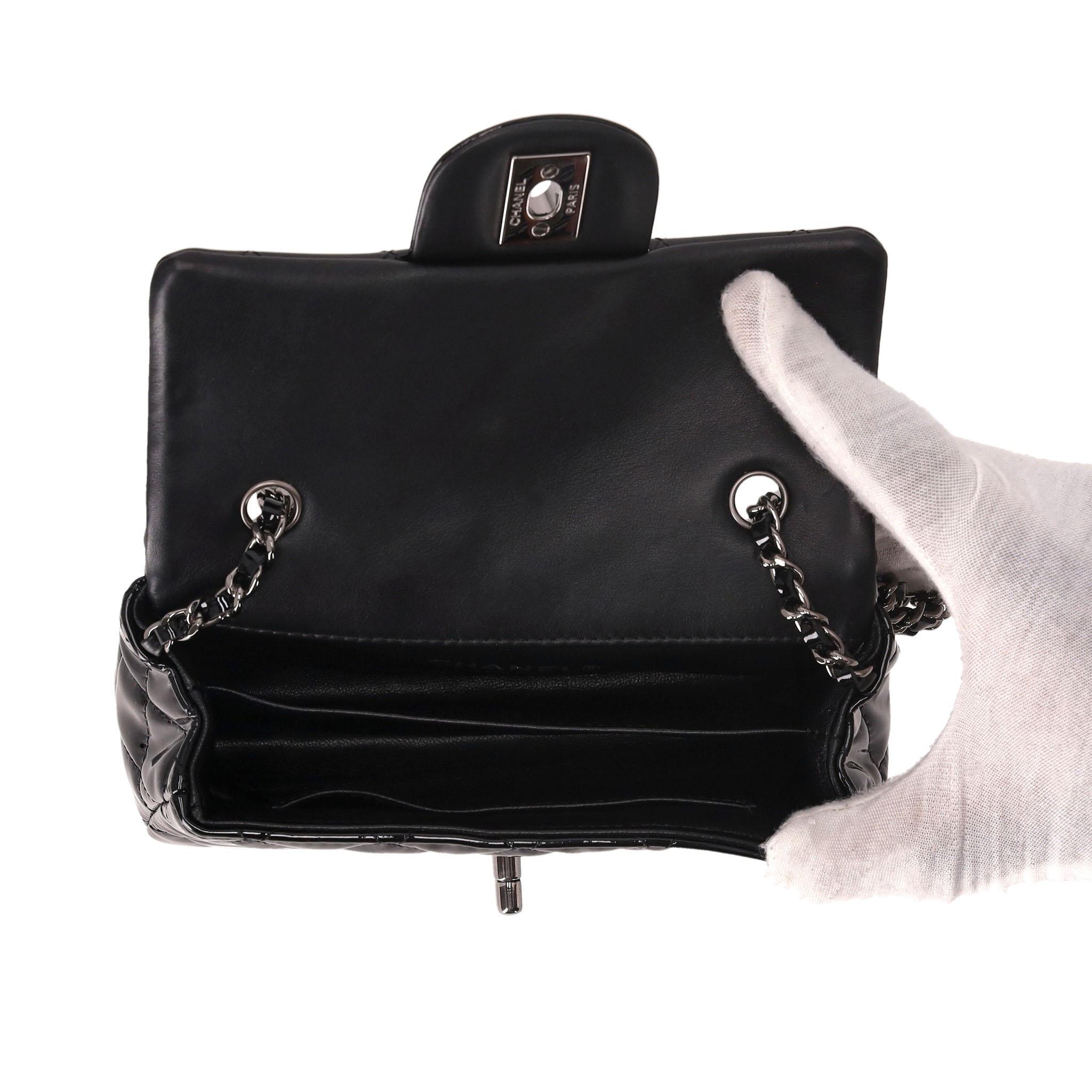 Chanel Patent Calfskin Quilted Extra Mini Flap Bag On A Chain For Sale 2