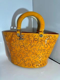 Chanel Patent CC Perforated Tote Bag ,  Vintage Orange Beach Bag