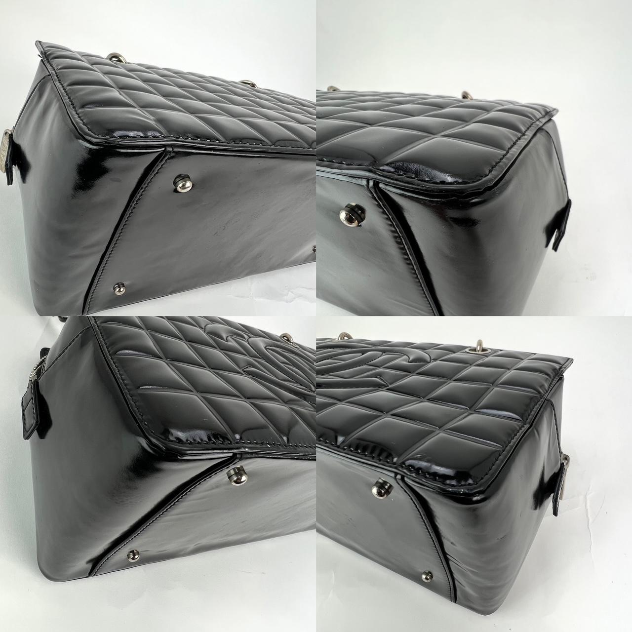 CHANEL Patent Chocolate Bar CC Black Shoulder Bag 8