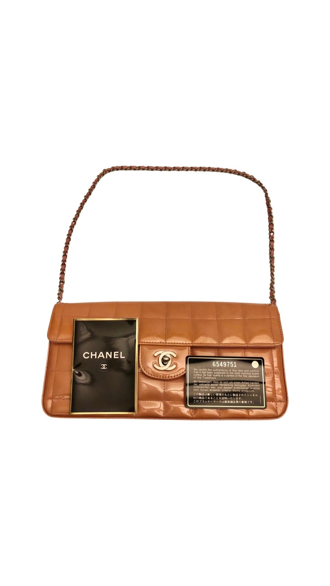 Chanel Patent Chocolate Bar Flap Shoulder Bag  For Sale 1