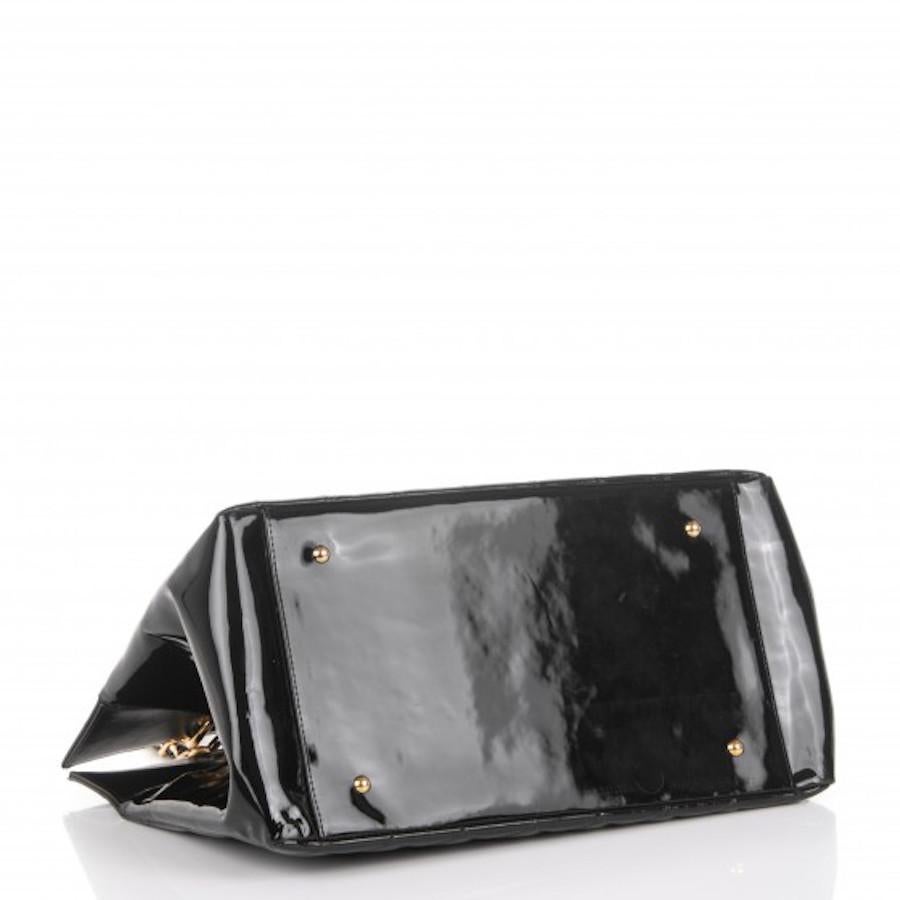 CHANEL Patent Grand Shopping Tote GST Black Vintage Rare Gold hardware 2