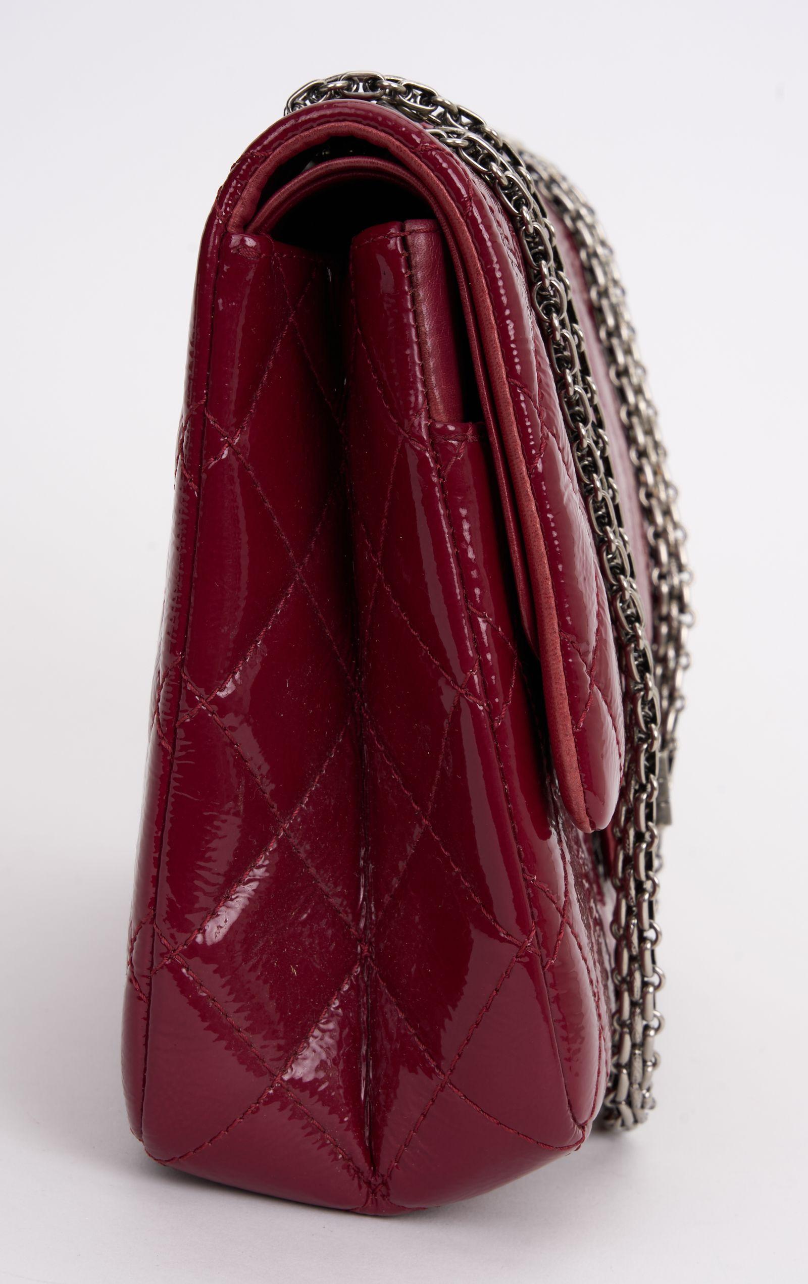 Brown Chanel Patent Leather 2.55 Jumbo Reissue For Sale