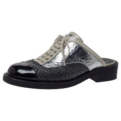 Chanel Patent Leather And Foil Lazer Cut Cuba Cruise Oxford Mules Size 39.5