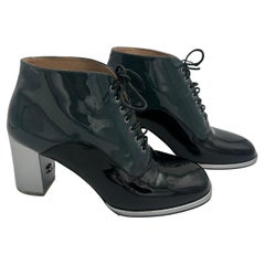 Chanel Patent Leather Ankle Heels Boots