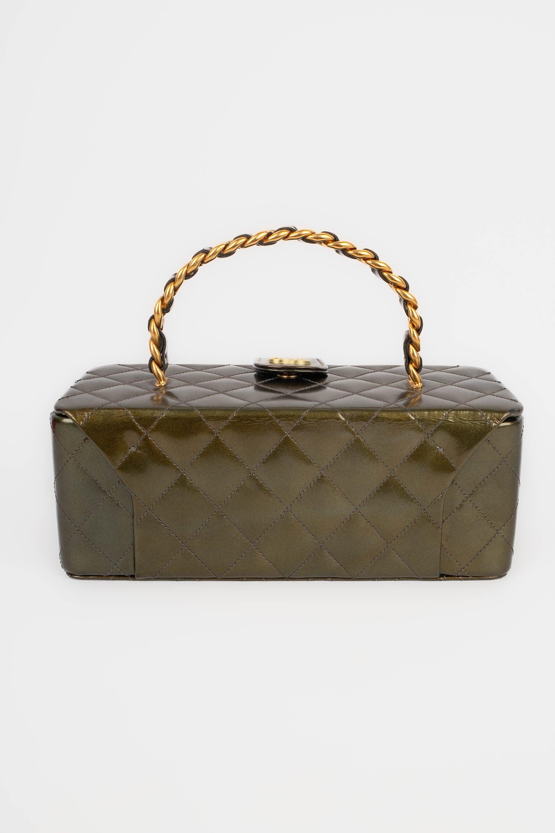 Brown Chanel Quilted Patent Leather Bag, 1994-1996 For Sale