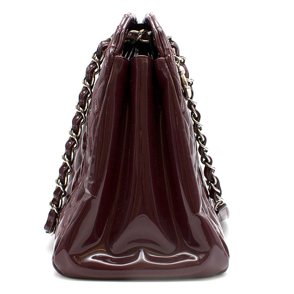 Black Chanel Patent Leather Burgundy Just Mademoiselle Bowling Bag	