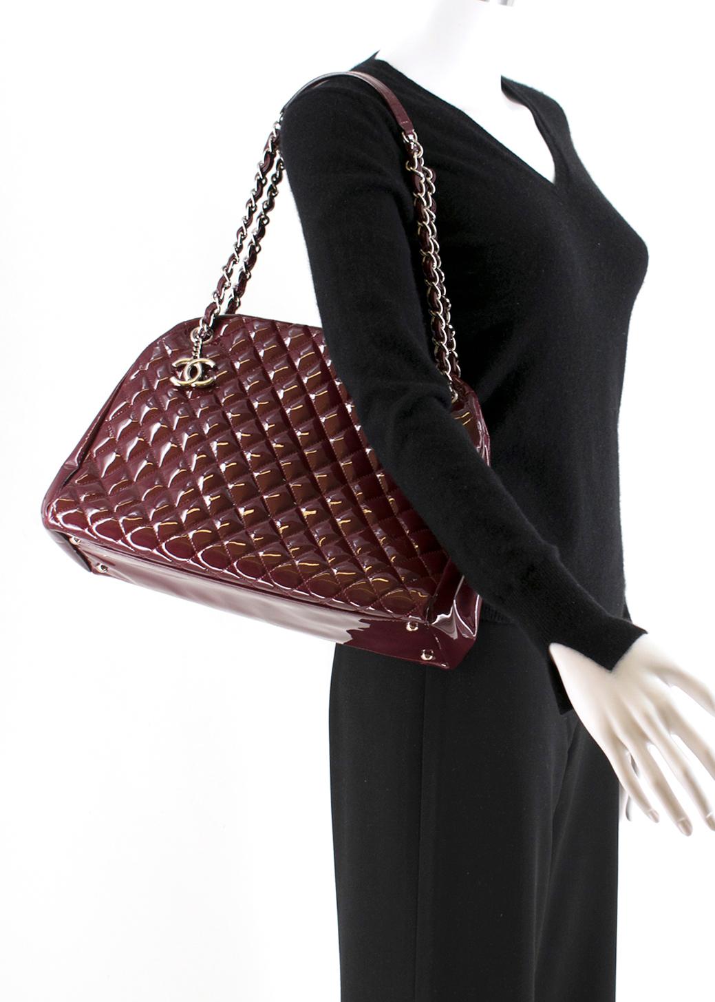 Chanel Patent Leather Burgundy Just Mademoiselle Bowling Bag	 3
