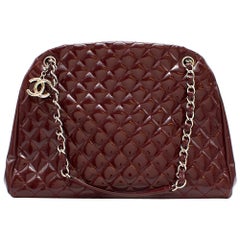 Chanel Patent Leather Burgundy Just Mademoiselle Bowling Bag	