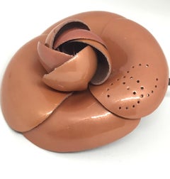 Chanel Patent Leather Camellia Brooch Pin