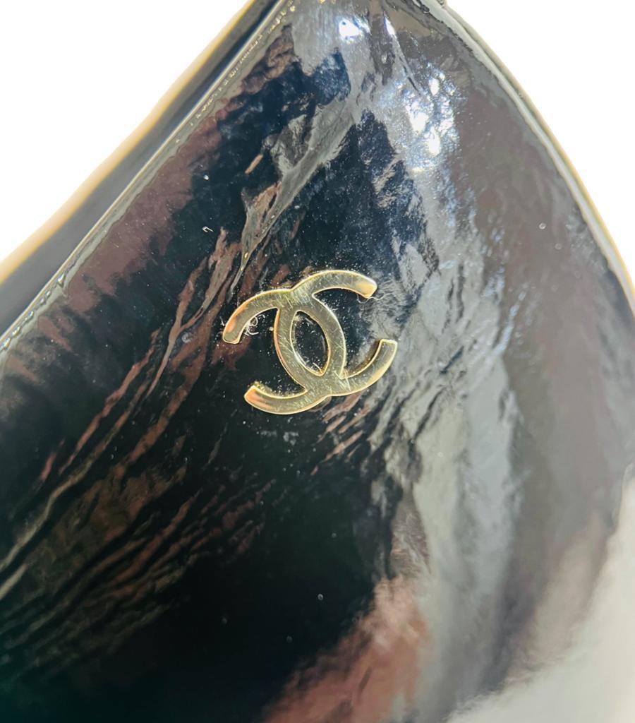 Chanel Patent Leather 'CC' Logo Heels With Pearl Detail 4