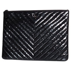 Chanel, patent leather chevron zip O case