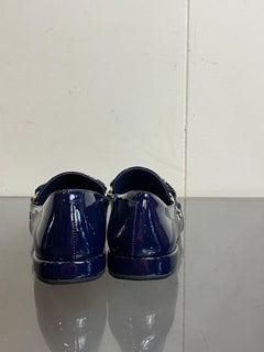 Chanel patent leather loafers in navy blue