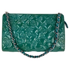 Chanel Patent Leather Lucky Symbols Pochette Green Shoulder Bag