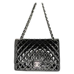 Chanel Patent Leather Maxi Classic Double Flap Black