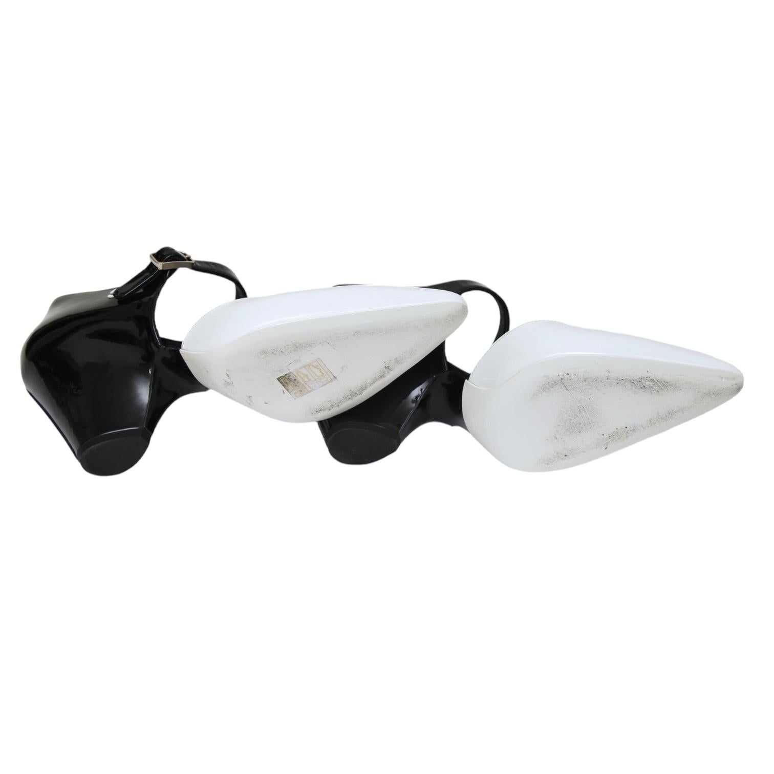CHANEL Patent Leather Pumps D'Orsay Mary Jane Black White Silver 38.5 2020 7