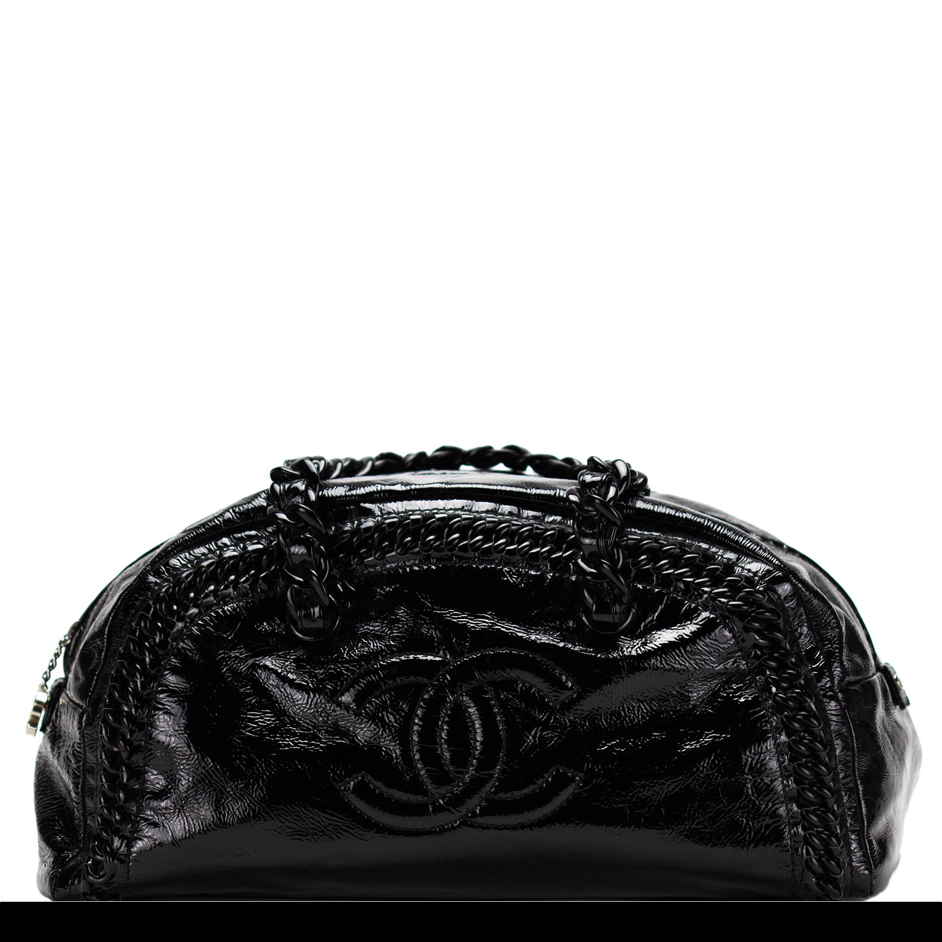 Chanel Patent Leather Weekend Bowler Satchel For Sale 1