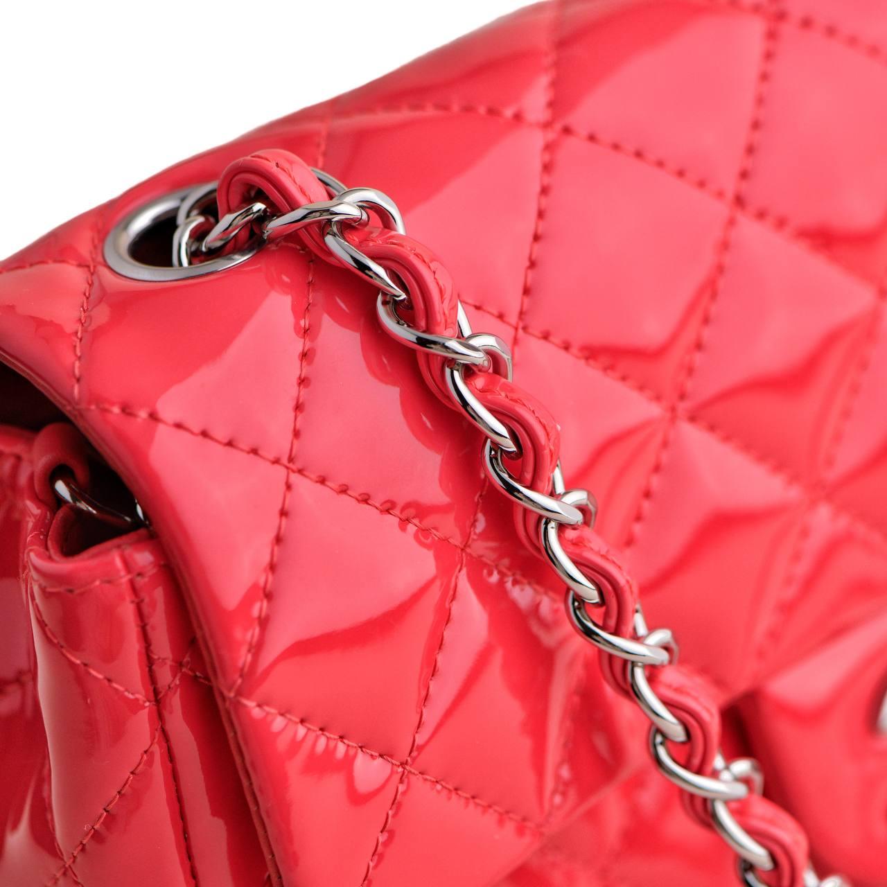 Chanel Patent Pink Mini Rectangular Single Flap Bag For Sale 7