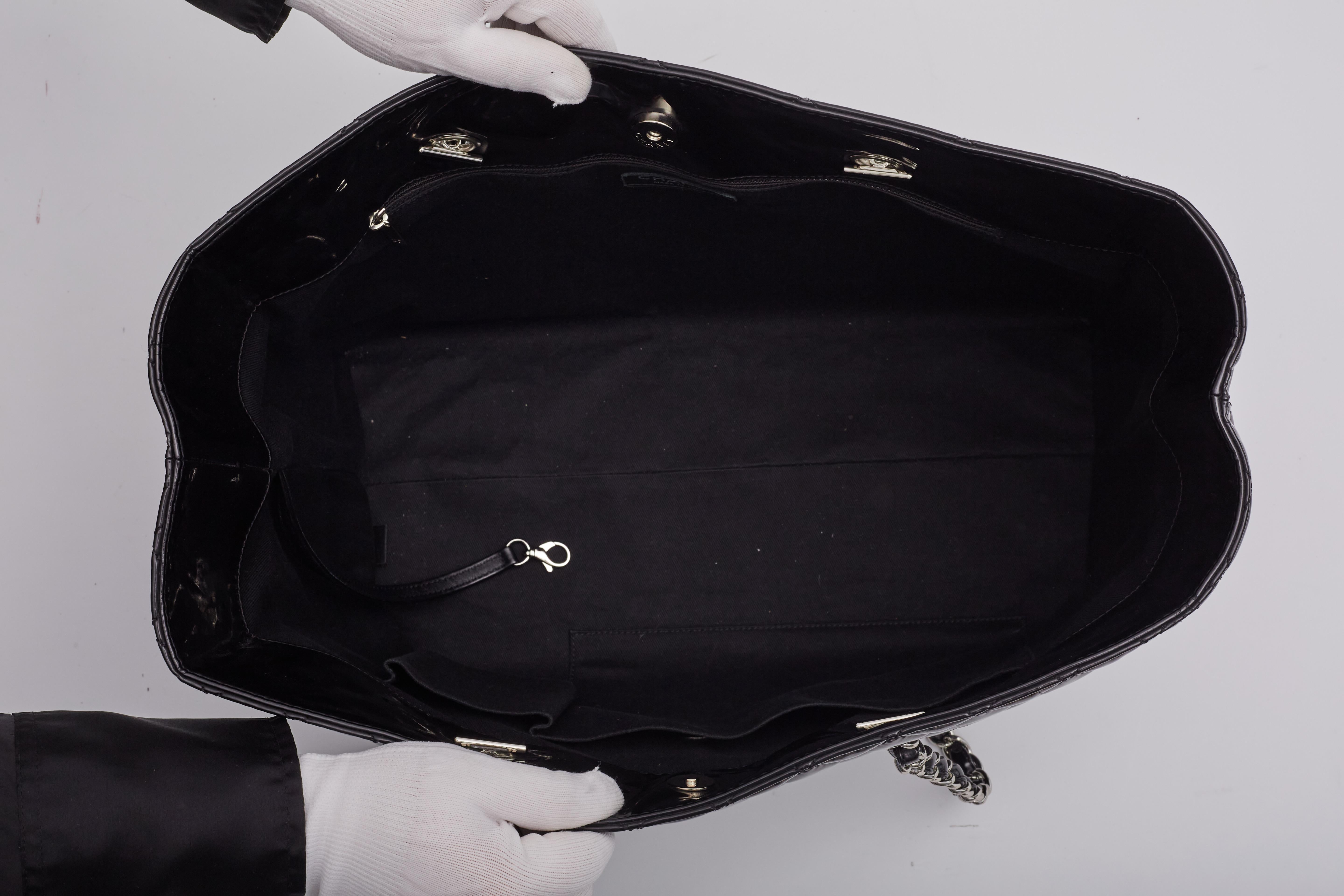 Chanel Patent Quilted Black In The Business Tote Bag For Sale 6