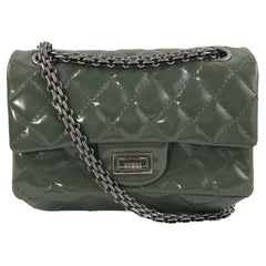 CHANEL Patent Quilted Small Accordion Reissue 2.55 Flap - Olive Green Crossbody