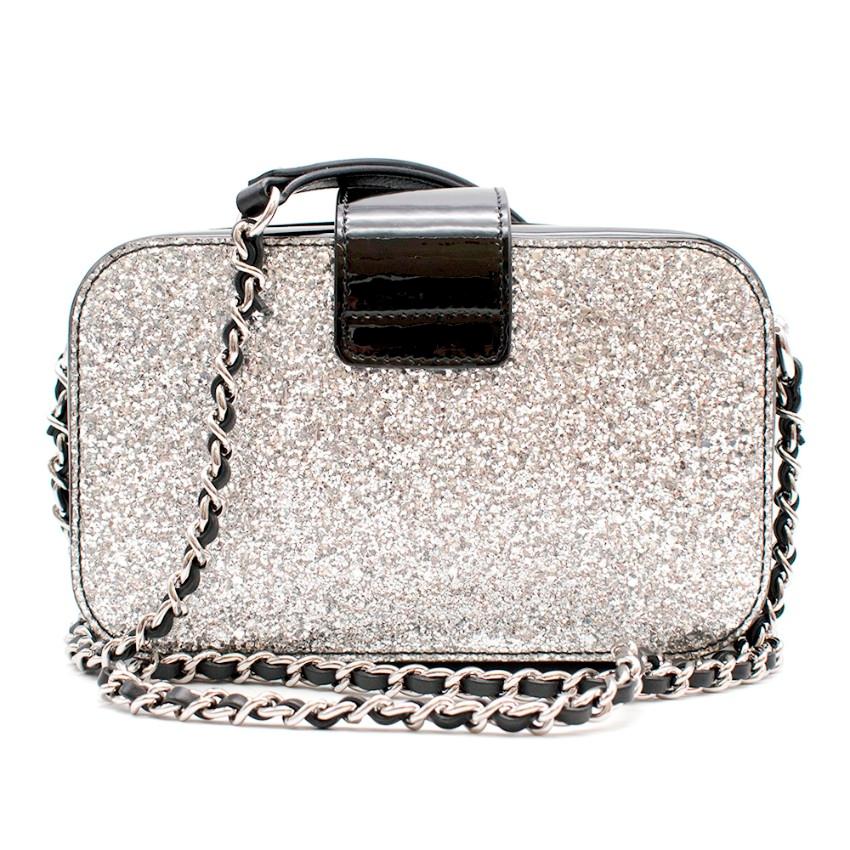Chanel Patent Silver Glitter Fall '17 Camera Bag In New Condition In London, GB