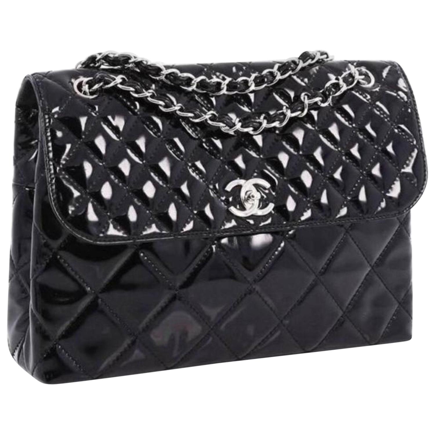 Chanel Business Flap Patent Single Flap Maxi Size Bag (Circa 2010)