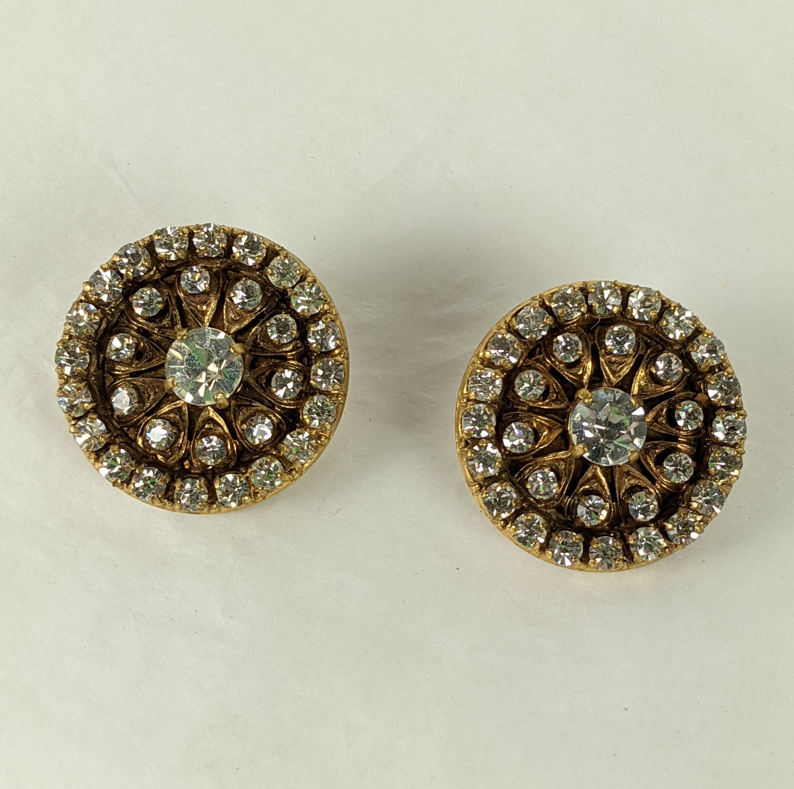 Chanel Pave Encrusted Earrings In Excellent Condition For Sale In New York, NY