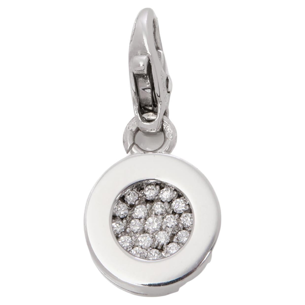 Chanel Pave Set Diamond 18ct White Gold Round Charm For Sale