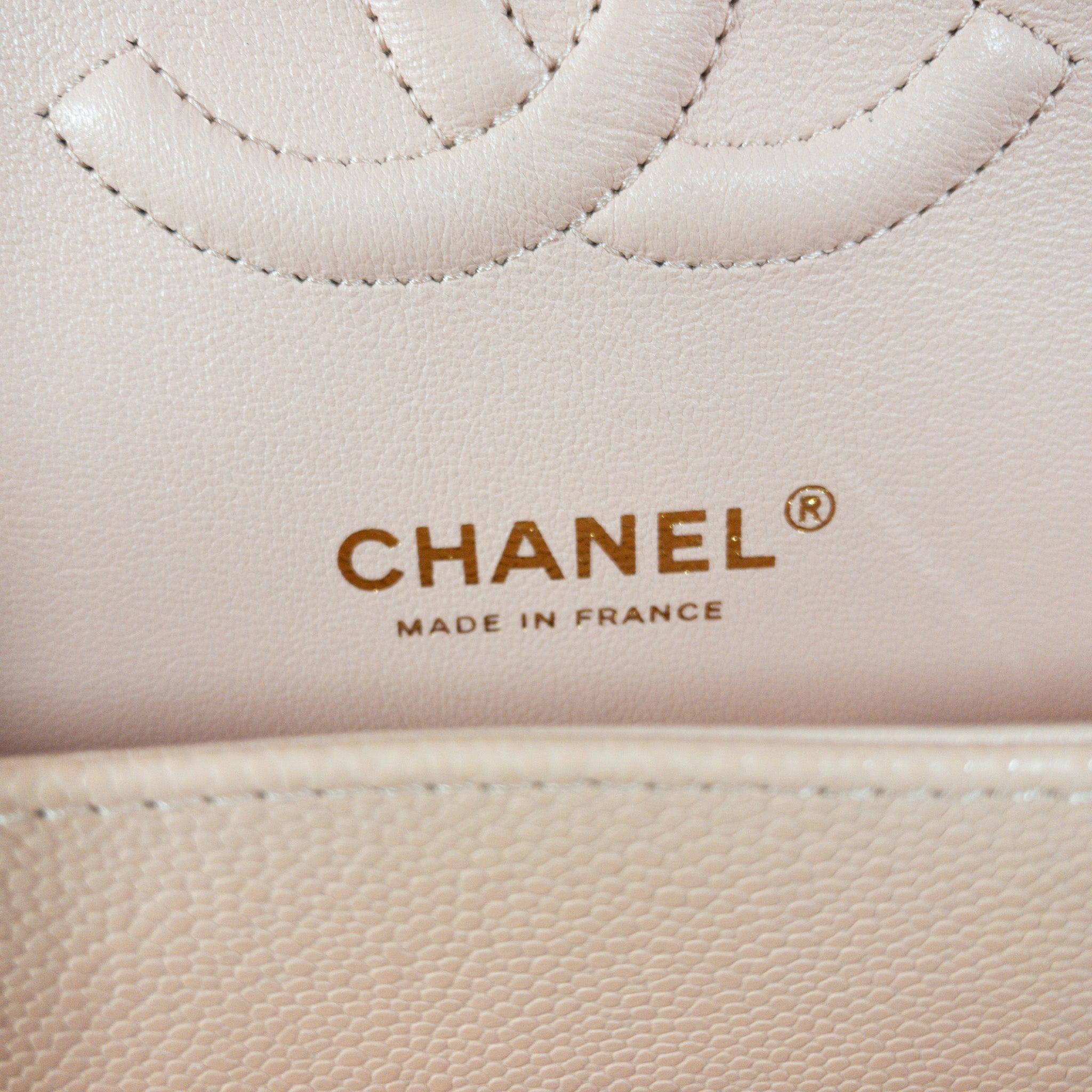 Chanel Peach Caviar Medium Flap GHW Bag For Sale 5
