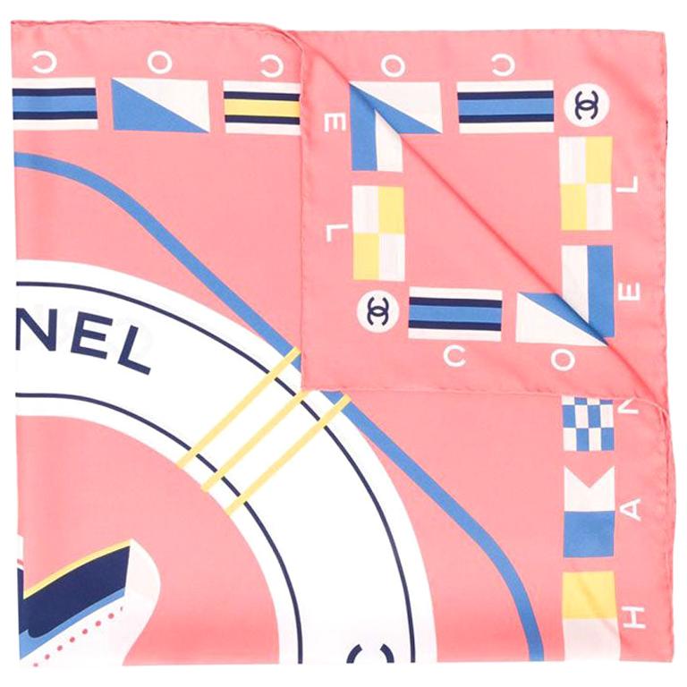 Chanel Peach 'CC Cruise' Print Scarf